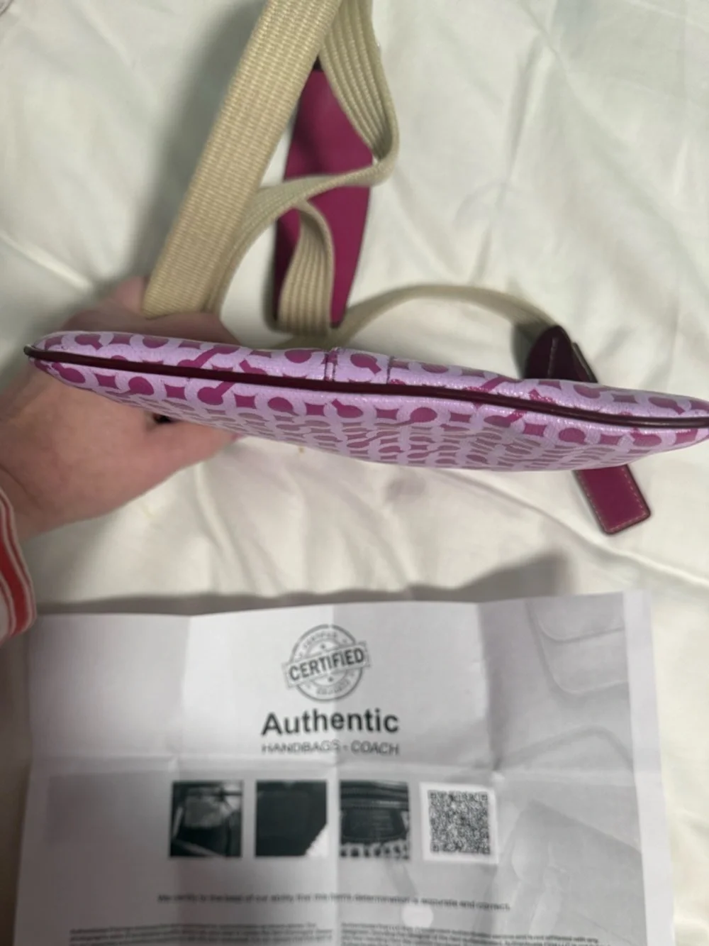 Coach 2008 Lavender logo print Crossbody in leather w/COA!! - Picture 12 of 16